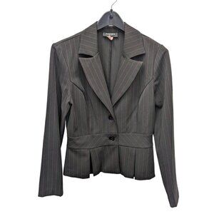 Vintage 1990s Y2K Alyn Paige Black Red Striped Stretch Career Blazer Jacket 9/10